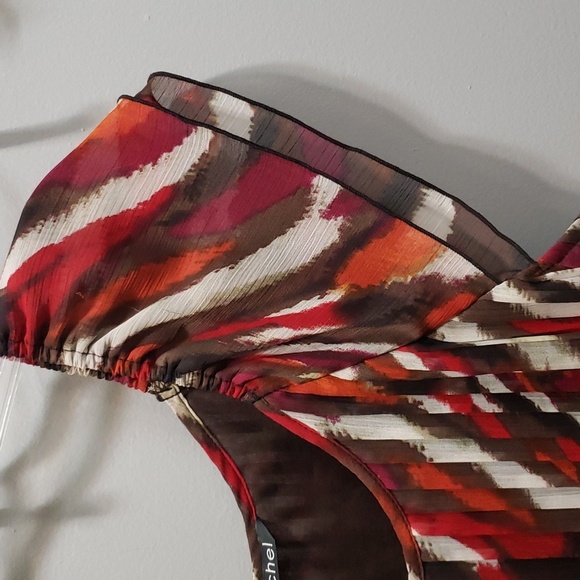 Zac & Rachel Pleated, Lined Flutter Sleeve Top, Large - Picture 3 of 6